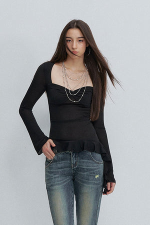 Twist Ruffle Pleated Blouse