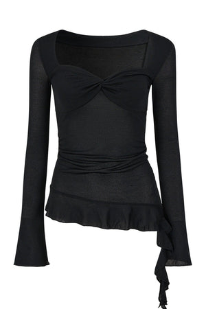 Twist Ruffle Pleated Blouse