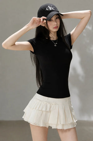 Twisted Back Short Sleeve Blouse