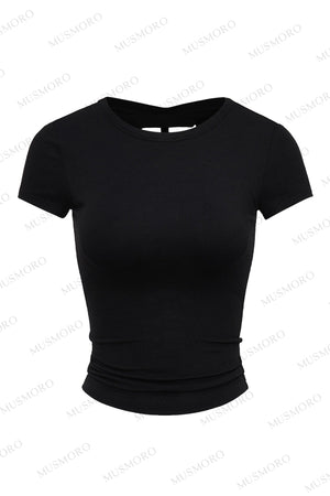 Twisted Back Short Sleeve Blouse