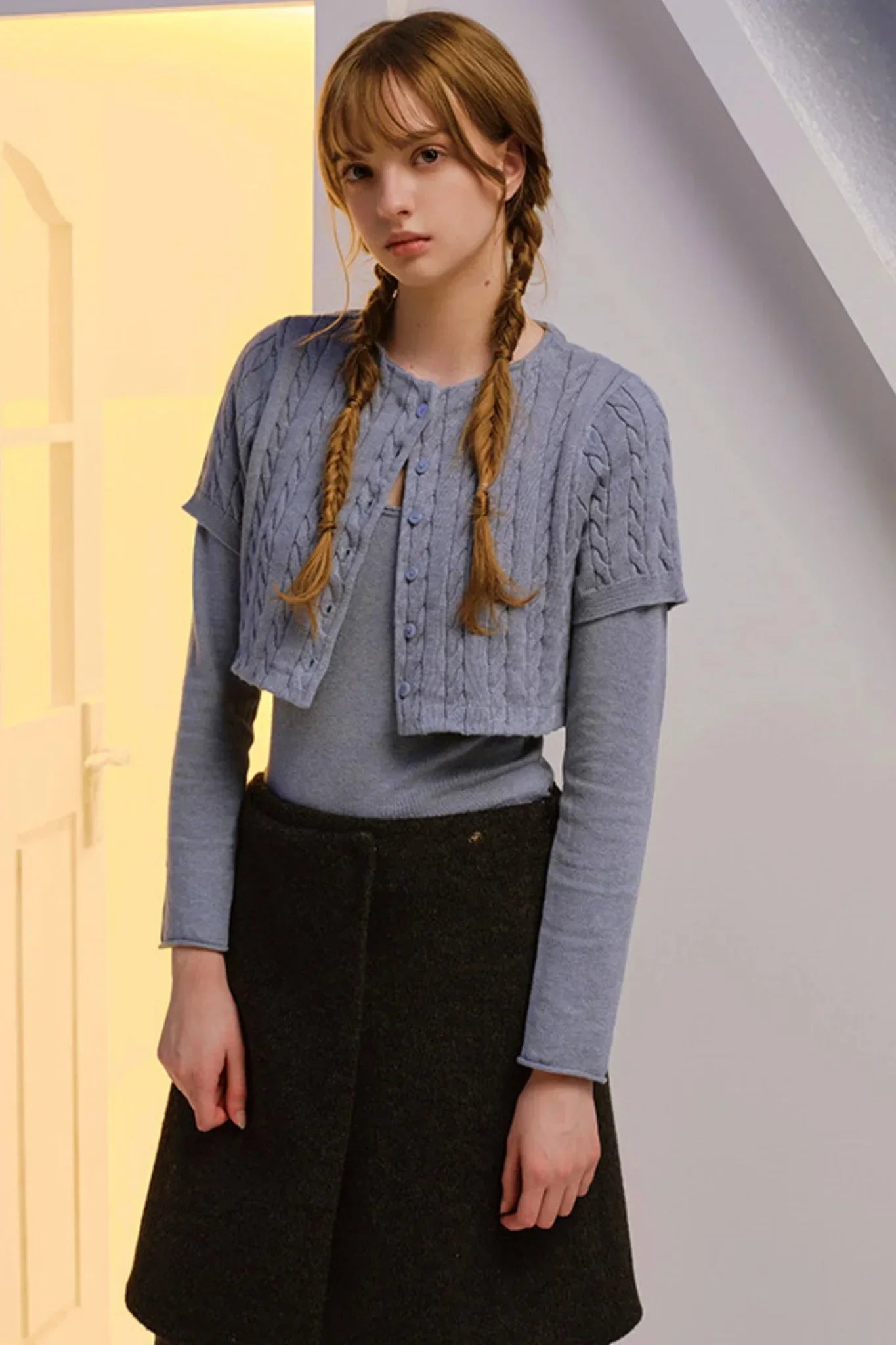 Twisted Cape Cardigan Set