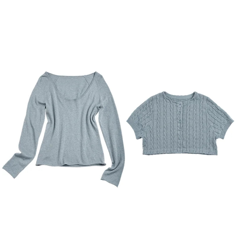 Twisted Cape Cardigan Set