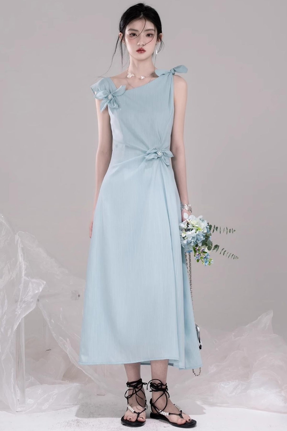 Twisted Cyan Blue Dress