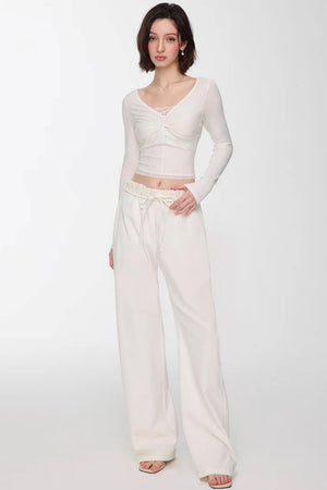 Twisted Lace V-Neck Top
