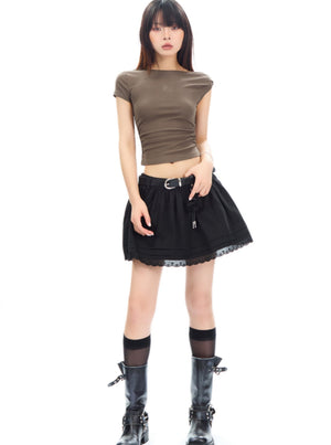 Twisted Pleated Slim Crop Top
