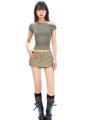 Twisted Pleated Slim Crop Top