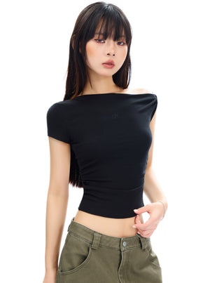 Twisted Pleated Slim Crop Top
