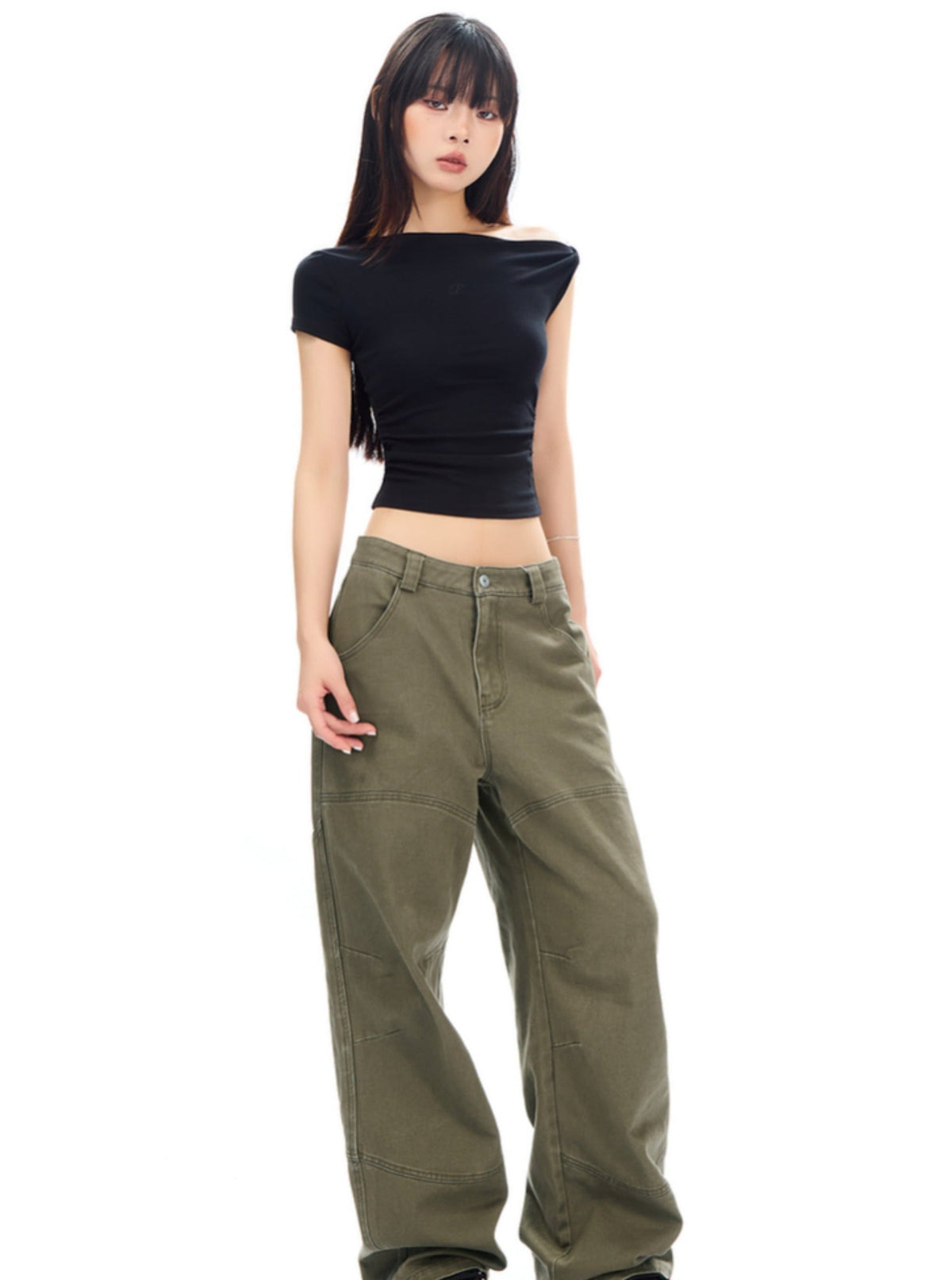 Twisted Pleated Slim Crop Top