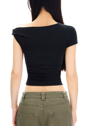Twisted Pleated Slim Crop Top