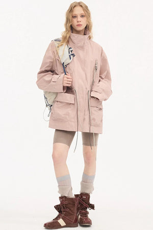 Twisted Pocket Stand Collar Jacket