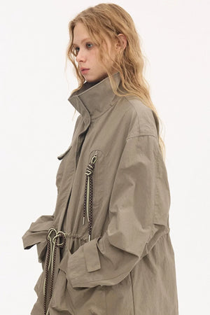 Twisted Pocket Stand Collar Jacket