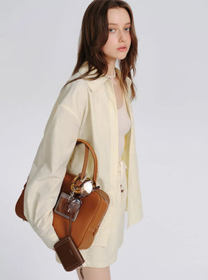 Two-Piece Cream Shirt And Shorts Set-Up