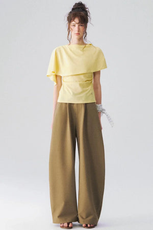 Two-Piece Shawl Waist-Cinching Top Set