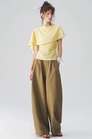 Two-Piece Shawl Waist-Cinching Top Set