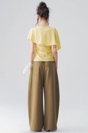 Two-Piece Shawl Waist-Cinching Top Set
