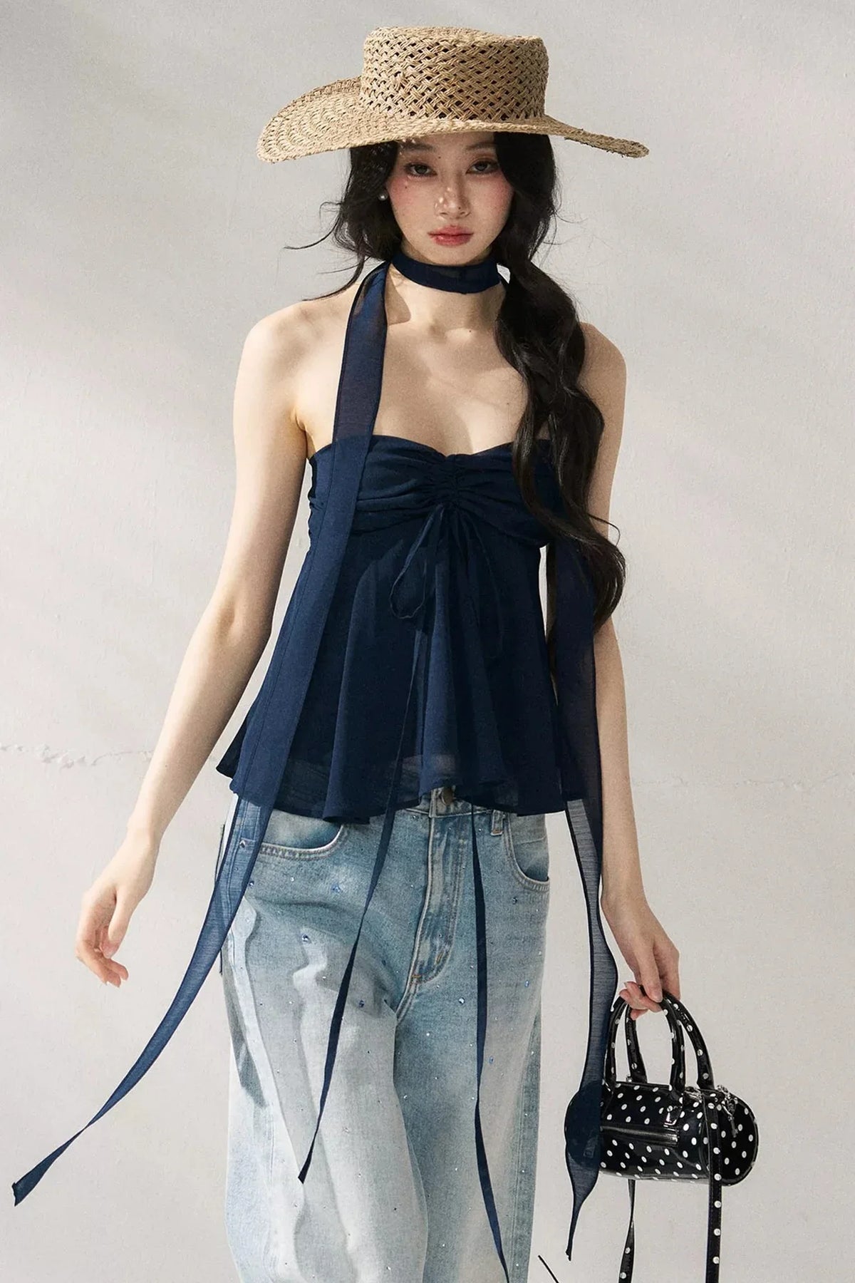Two-Tone Halter Tube Top