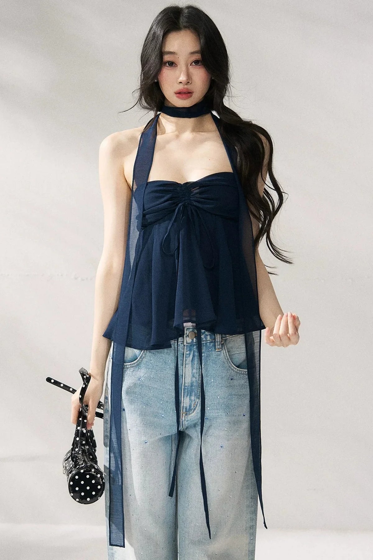 Two-Tone Halter Tube Top