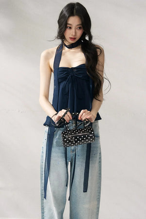 Two-Tone Halter Tube Top
