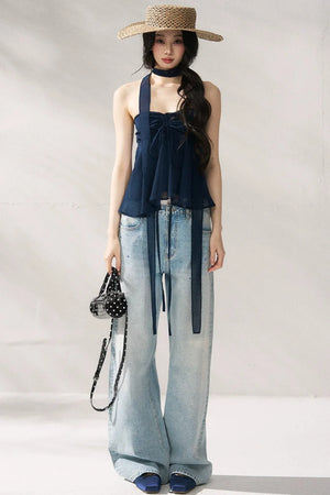 Two-Tone Halter Tube Top