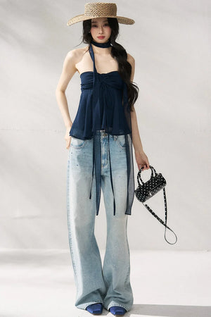 Two-Tone Halter Tube Top