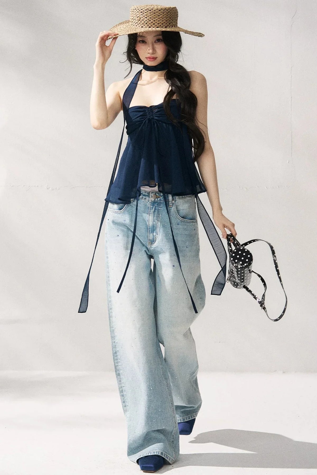 Two-Tone Halter Tube Top