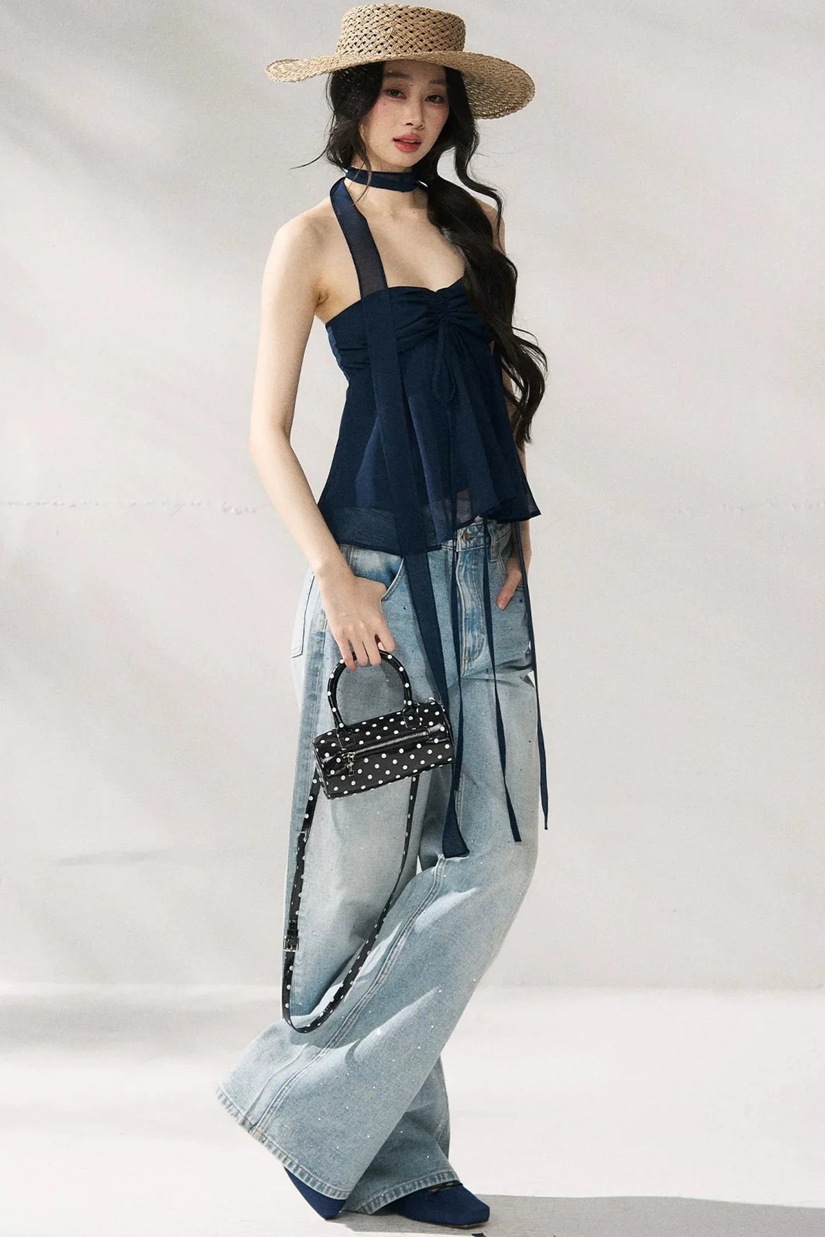 Two-Tone Halter Tube Top