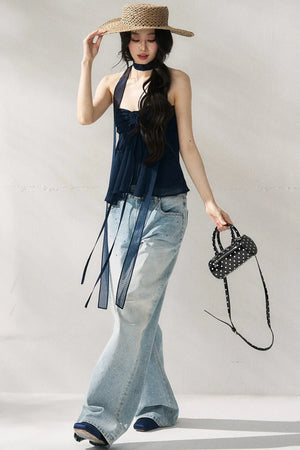 Two-Tone Halter Tube Top