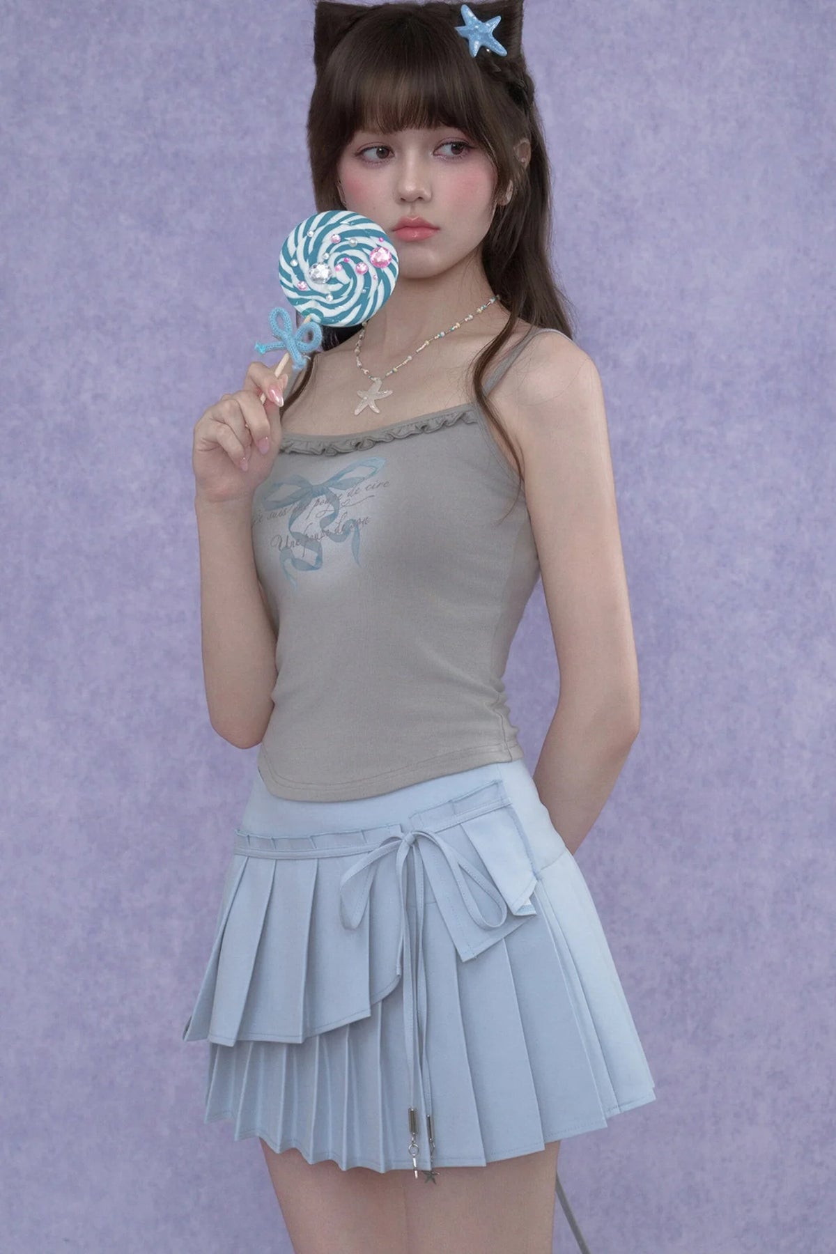Two-Tone Pleated Skirt set-Up