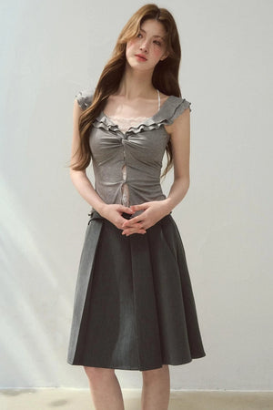 Two-Tone Ruffled Blouse