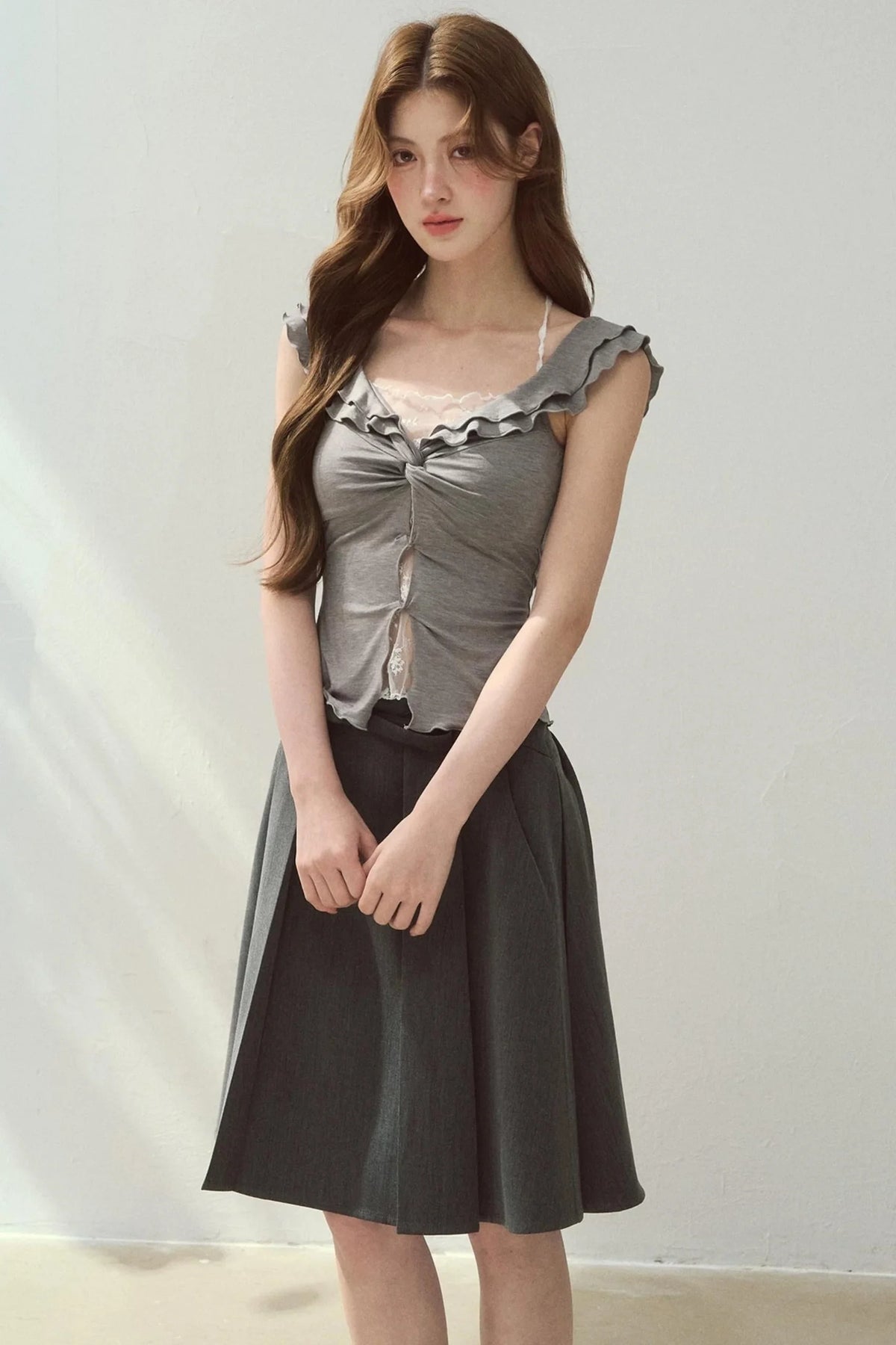 Two-Tone Ruffled Blouse