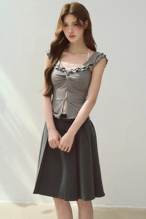Two-Tone Ruffled Blouse