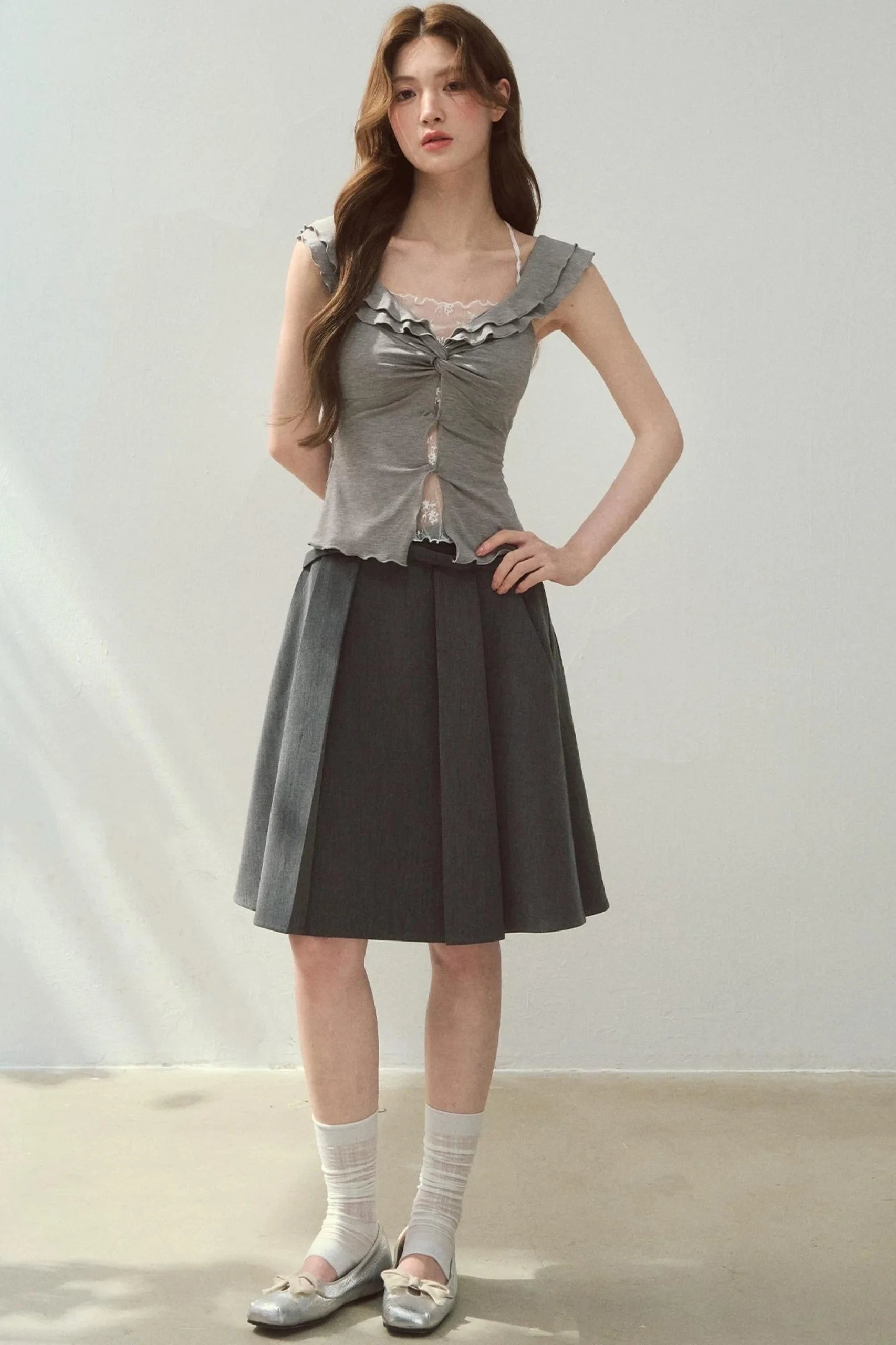Two-Tone Ruffled Blouse