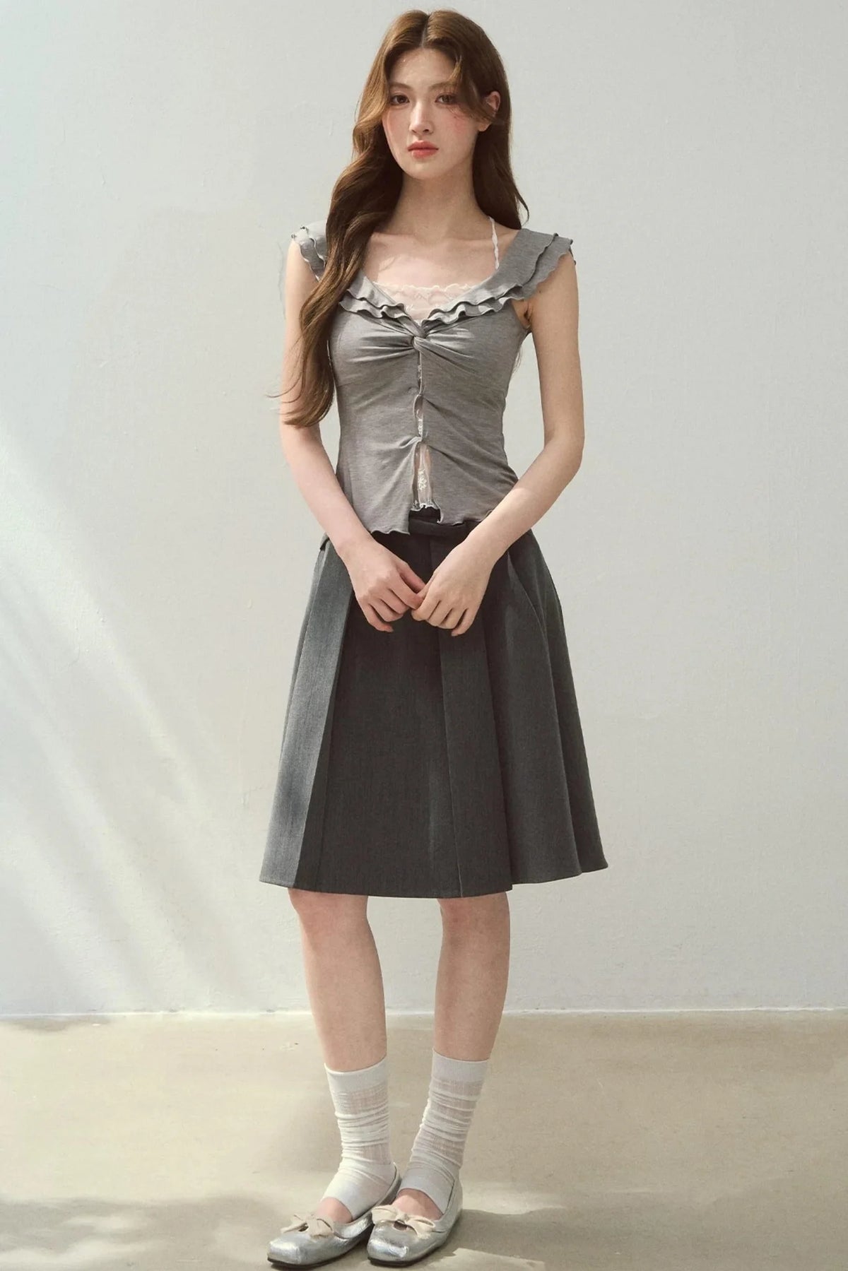 Two-Tone Ruffled Blouse