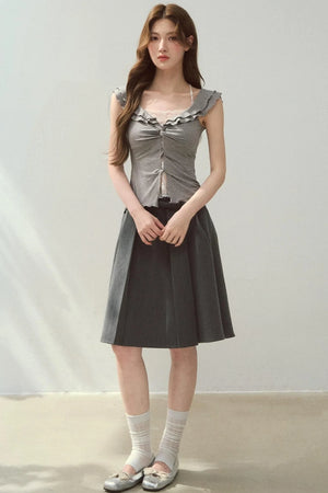 Two-Tone Ruffled Blouse
