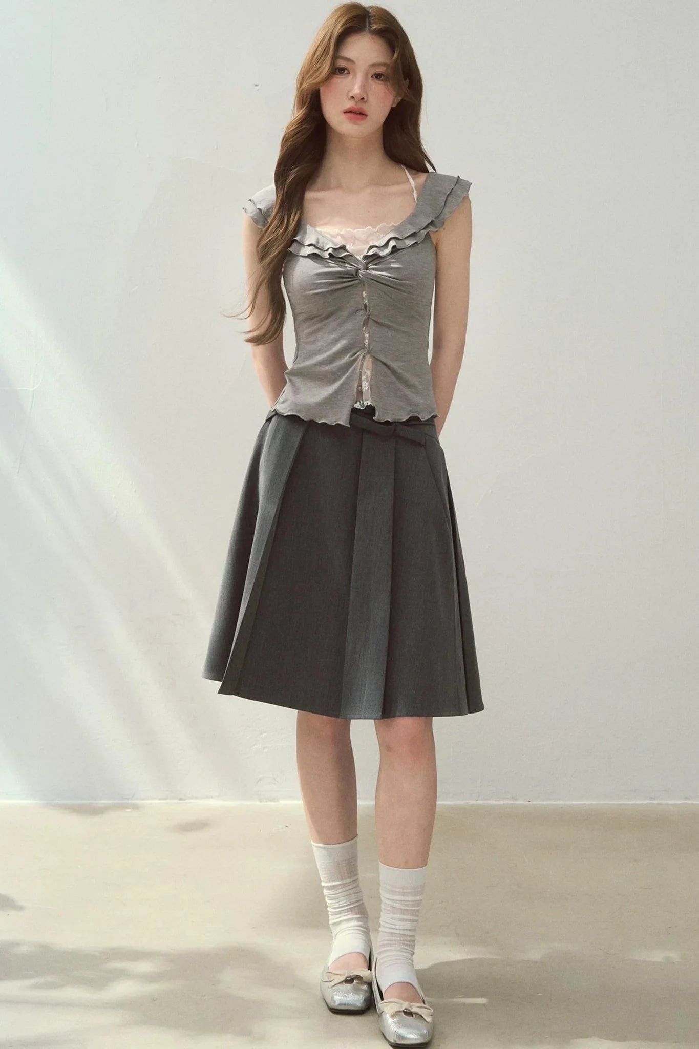 Two-Tone Ruffled Blouse