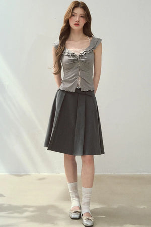 Two-Tone Ruffled Blouse