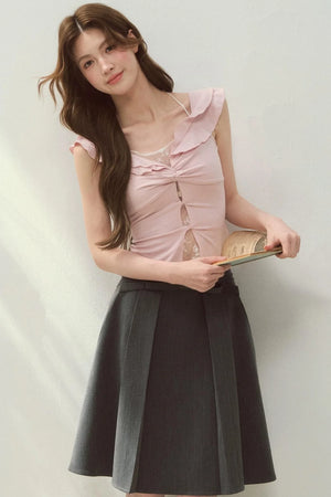 Two-Tone Ruffled Blouse