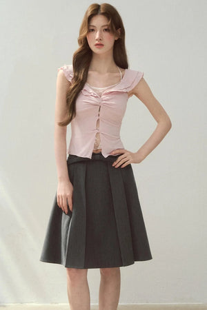 Two-Tone Ruffled Blouse