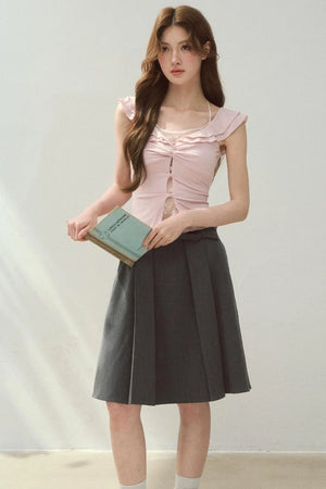 Two-Tone Ruffled Blouse