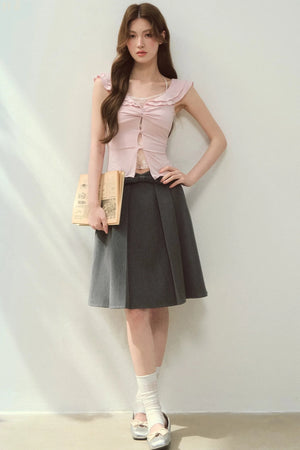 Two-Tone Ruffled Blouse