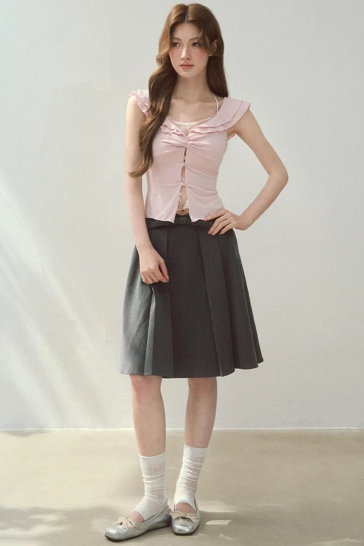 Two-Tone Ruffled Blouse