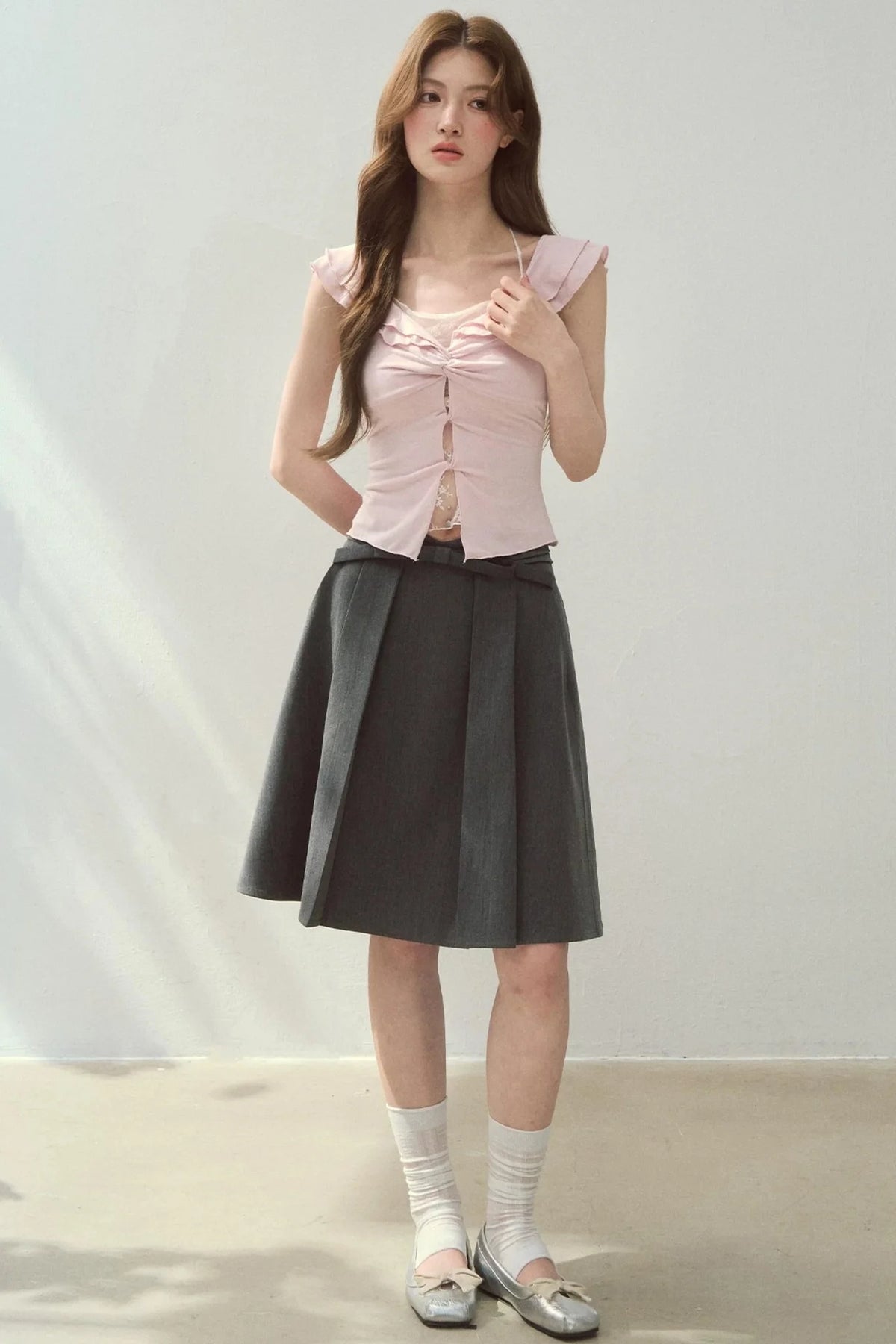 Two-Tone Ruffled Blouse