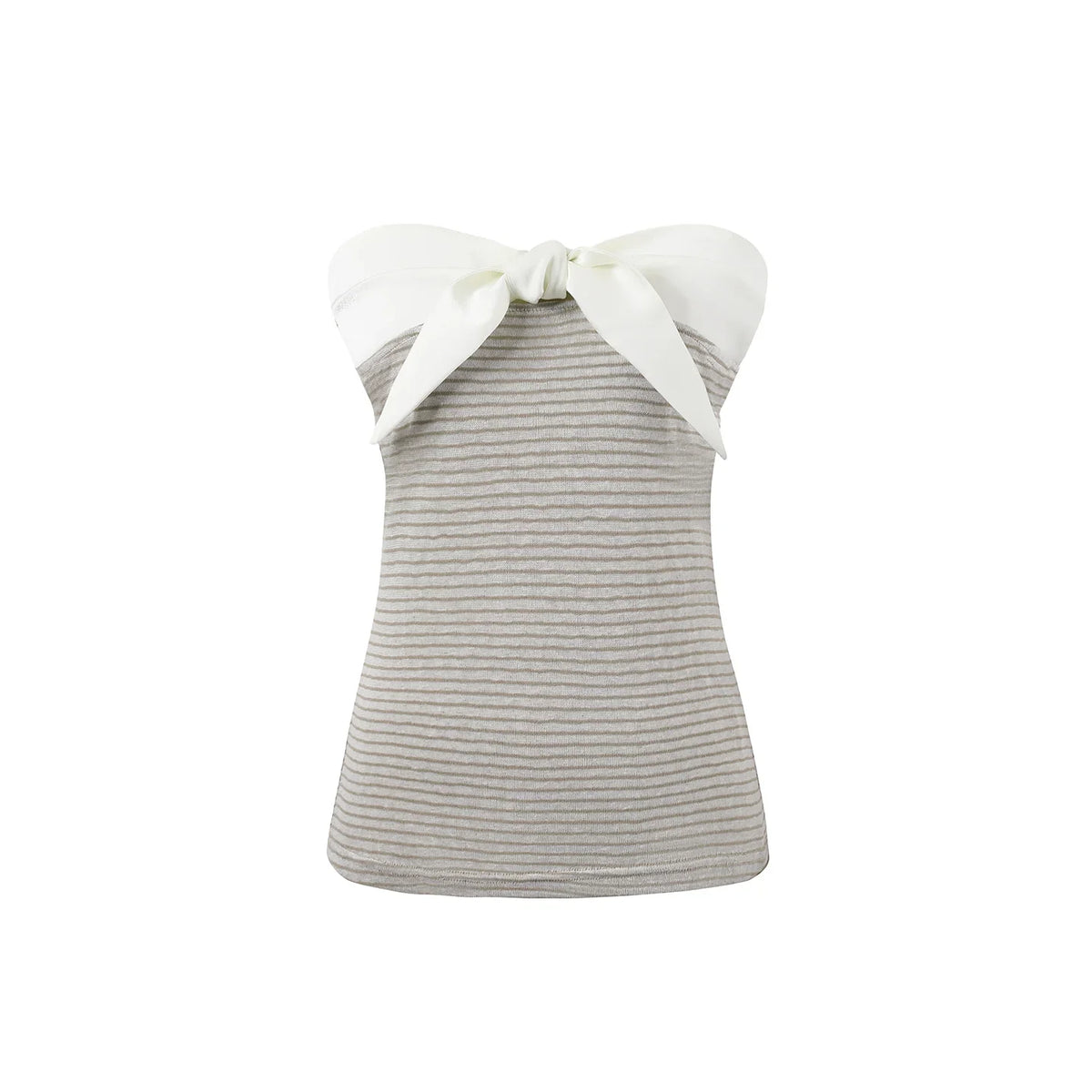 Two-Tone Striped Bow Cardigan Set-Up