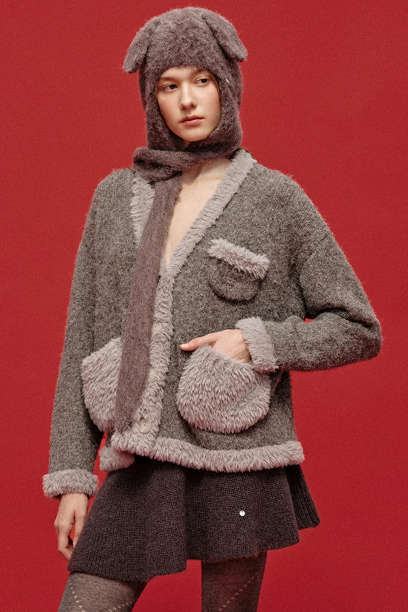 Two-Tone Wool Knit Hat