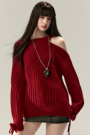 Two-Way Rose Bow Knit Sweater