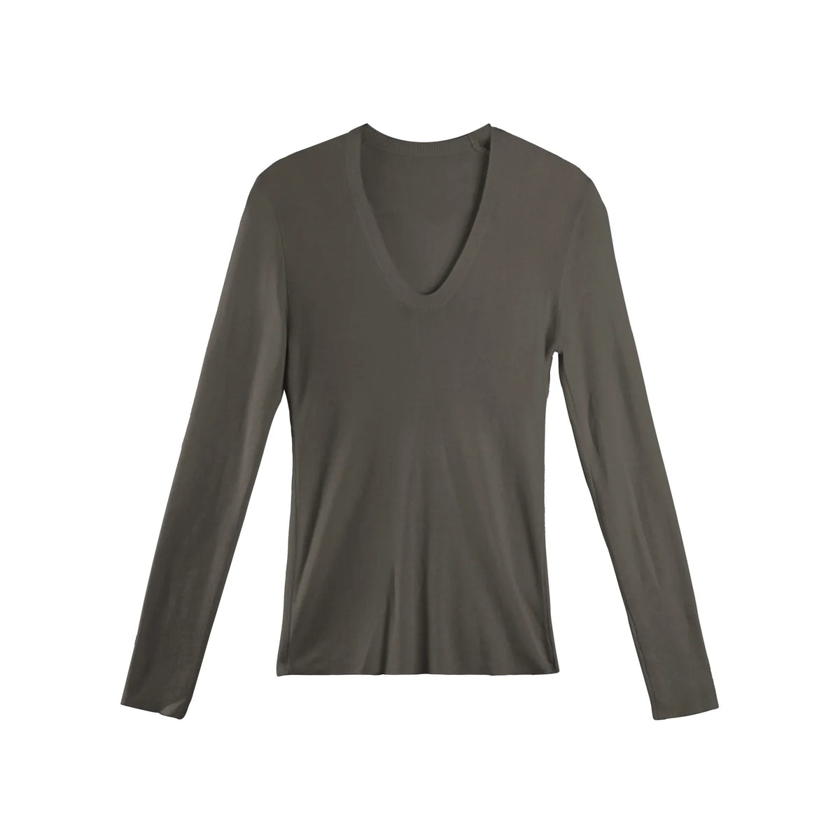 U-Neck Long-Sleeved Knit Top