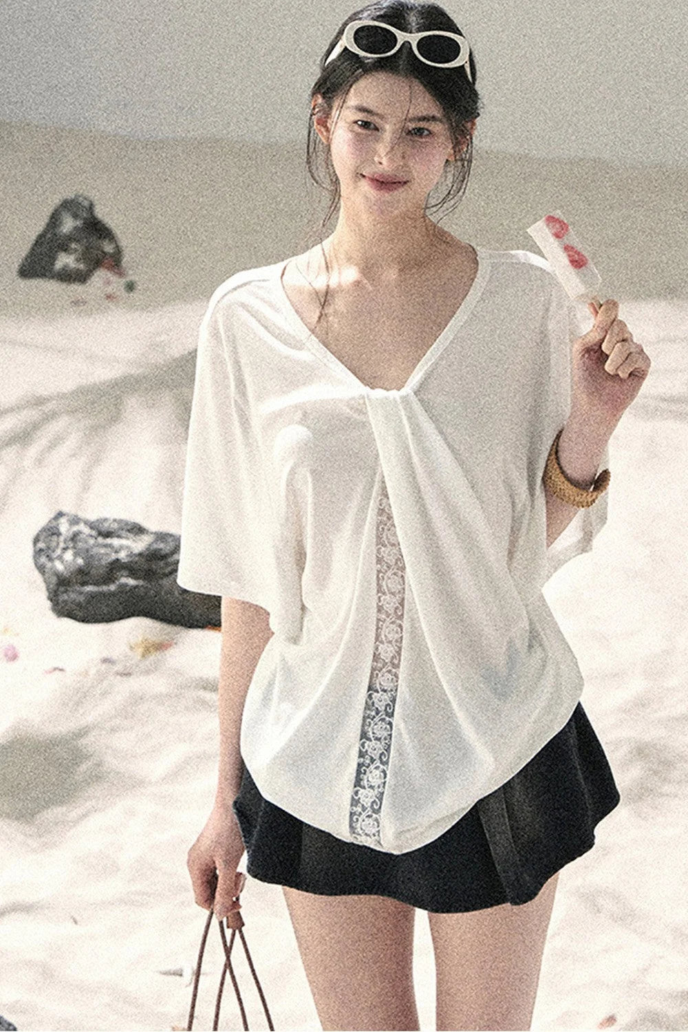 Undisturbed Fog Lace Top
