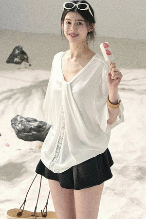 Undisturbed Fog Lace Top