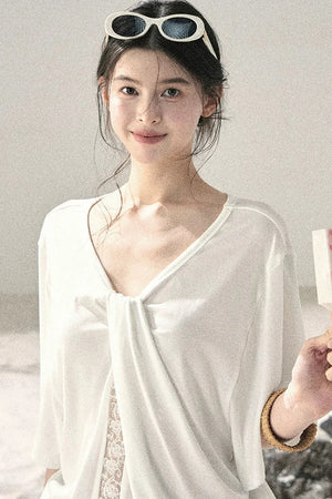 Undisturbed Fog Lace Top