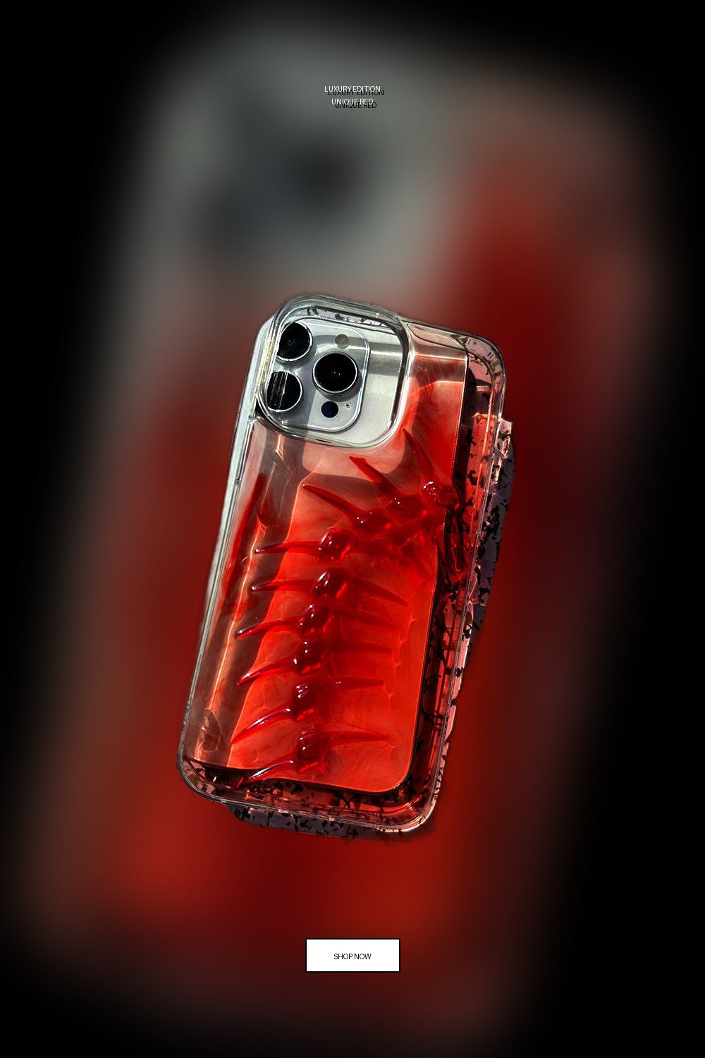 Pinterest Pin for Unique Red Fish Bone iPhone Case - Handmade Epoxy Resin Protective Cover iPhone 15 / Red Gradient Fish Bone